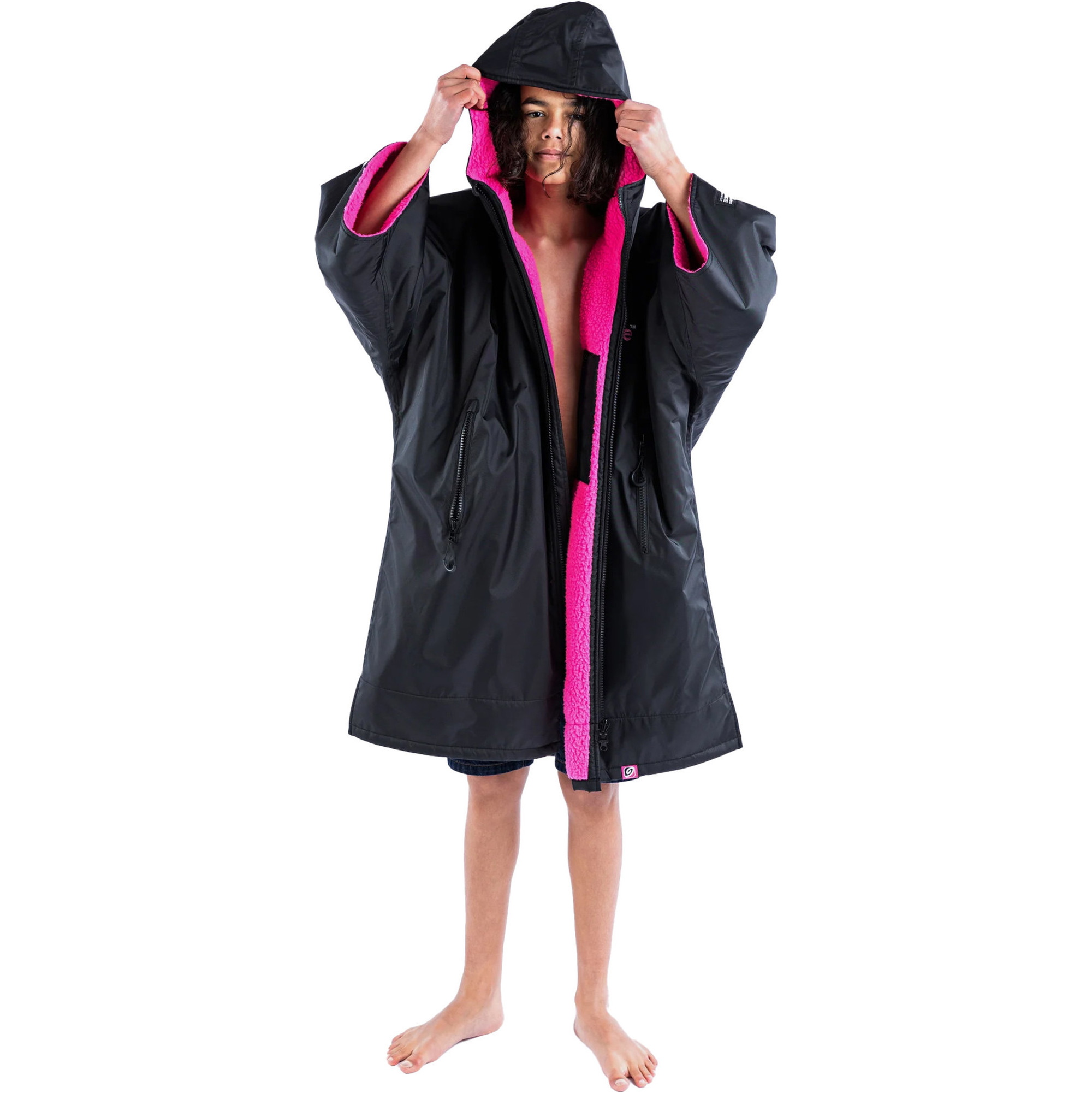 2026 Dryrobe Junior Advance Long Sleeve Changing Robe V3KSLSDA - Black / Pink